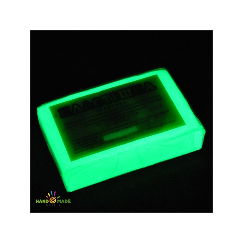 Полимерная глина Пластишка/bebik, №0501 белая фосфоресцентная зеленого свечения, 75 г