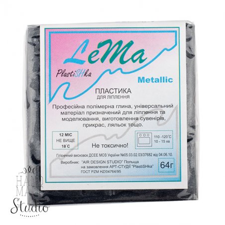 Полимерная глина Пластишка Lema Metallic (металлик), №0313 черный перламутр, 64 г