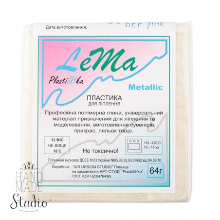 Полимерная глина Пластишка Lema Metallic (металлик), №0303 жемчужная, 64 г