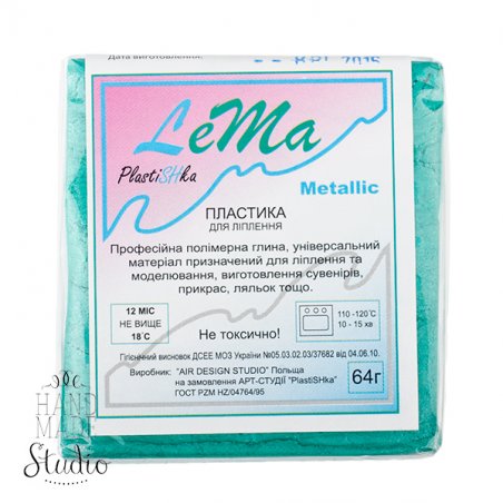 Полимерная глина Пластишка Lema Metallic (металлик), №0311 зеленый перламутр, 64 г