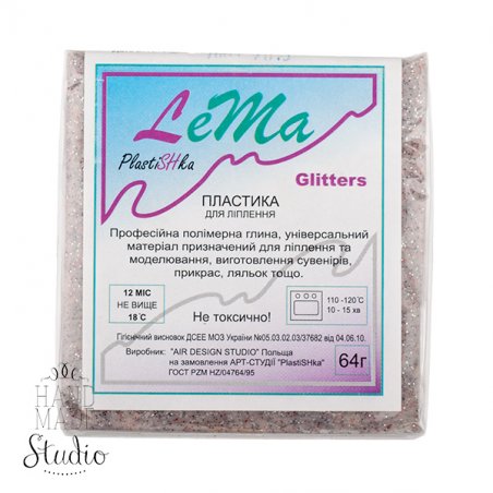 Полімерна глина Пластішка Lema Glitters (гліттер), №0411 бежевий камінь, 64 г
