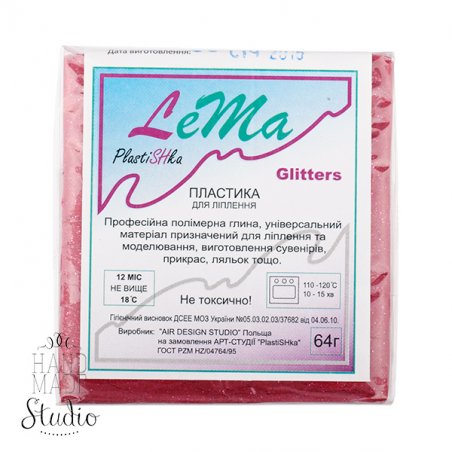 Полимерная глина Пластишка Lema Glitters (глиттер), №0406 бордо, 64 г