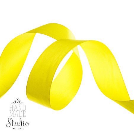 Атласна стрічка, колір жовтий, 40 мм, 1м.