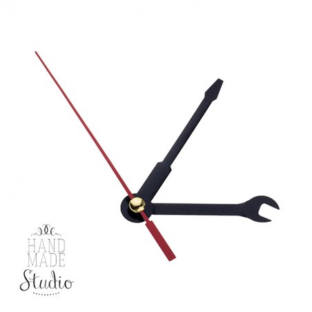 Cтрелки для часов L3259 (ключ и отвертка), цвет - черный (ч-5,6 см, 6,6 см, с-9,5 см)