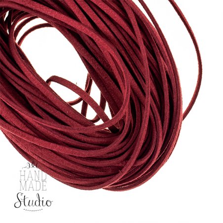 Замшевий шнур, колір темно-червоний, товщина 3 мм, 5 м