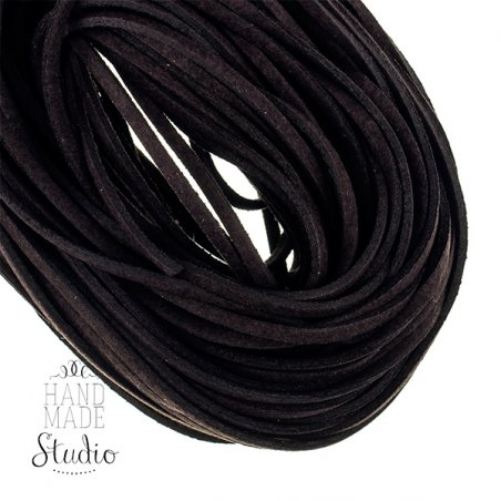 Замшевый шнур, цвет  черный, толщина 3  мм (1,2 м)