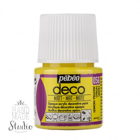 №056 Акриловая краска Pebeo Deco Matt, лимонная желтая 45мл.