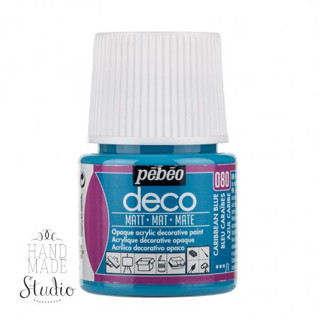 №080 Акриловая краска Pebeo Deco Matt, карибский голубой 45мл.