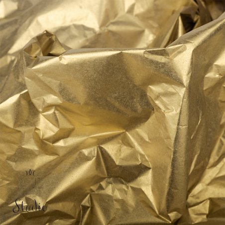 Папір тиш'ю, колір - золотий (металізована з одного боку), 50х65 см, 10 аркушів
