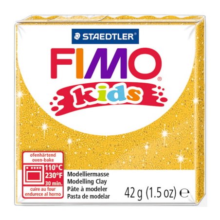 Полимерная глина Fimo kids №112, желтый с глиттером, 42 г