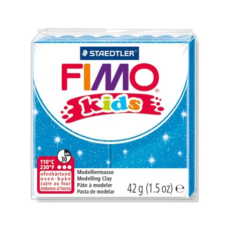 Полимерная глина Fimo kids №312, голубой с глиттером, 42 г