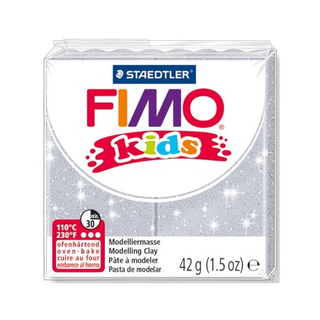 Полімерна глина Fimo kids №812, срібна з глітером, 42 г