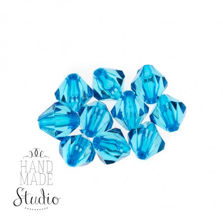 Пластиковые бусины прозрачные ( граненый биконус ), 13 мм, цвет голубой, 10 шт