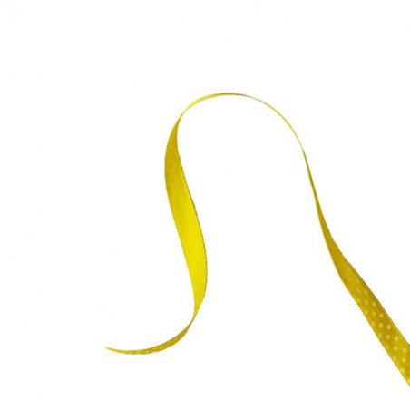 Атласна стрічка жовта в горошок, товщина 1 см, 1м