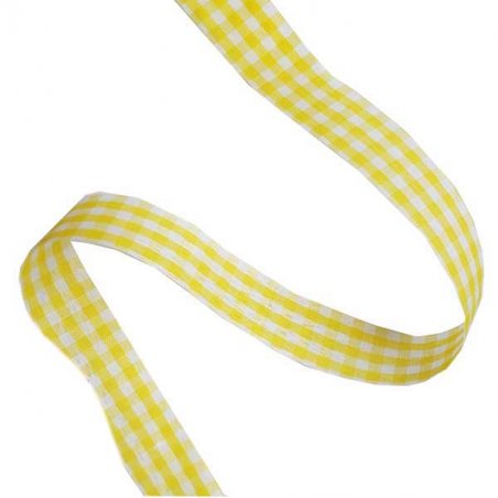 Стрічка тканинна Клітка 2,3 см, колір жовтий, 1м