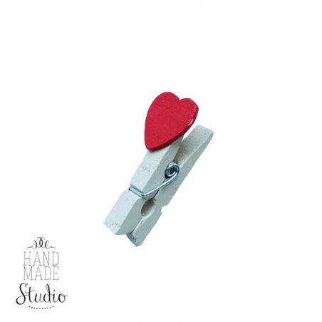 Сердечко (18х18 мм) на прищепке 35 мм, цвет красный