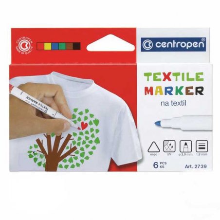 Набір з 10 маркерів для тканини Centropen Textile 2739, 1,8 мм