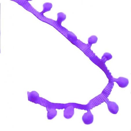 Тесьма с помпонами d-1см, цвет фиолетовый, 1 м