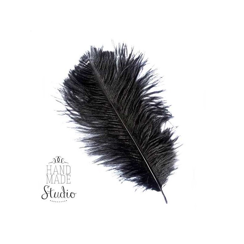 Перо страуса, цвет черный, 15-20 см, 1 штука
