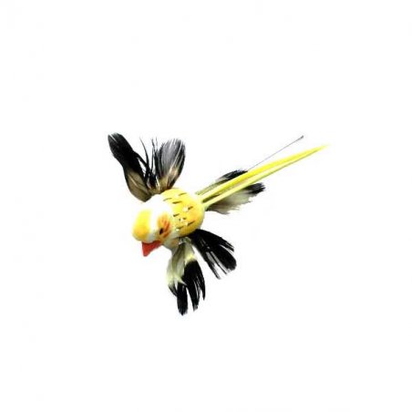 Декоративная птичка на проволоке (5 см),  цвет желтый 