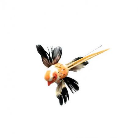 Декоративная птичка на проволоке (5 см),  цвет оранжевый
