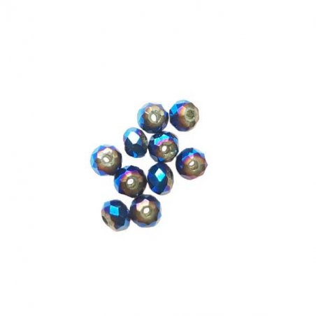 Бусины чешский хрусталь 6 мм, цвет синиий с напылением №137, 10 шт