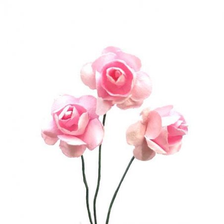 Маленькі паперові трояндочки, 1,5 см, колір світло-рожевий, 3 штуки