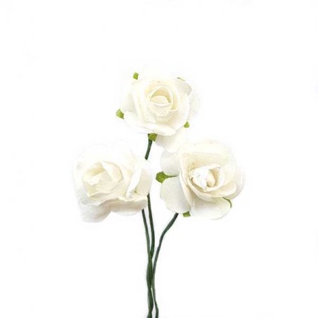 Маленькі паперові трояндочки, 1,5 см, колір білий, 3 штуки