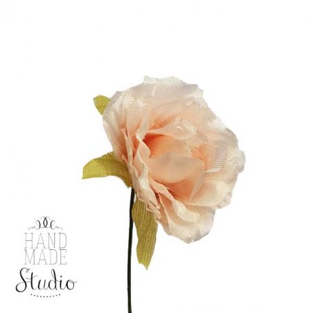 Роза пишна тканинна 3,5-4 см, колір біло-рожевий