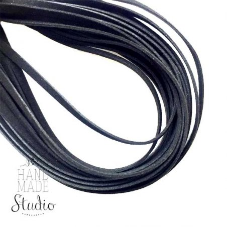 Замшевый шнур, цвет  черный, толщина 6 мм (1,2 м)