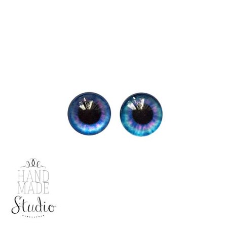 Очки скляні для ляльок №77007 (пара), 8 мм, колір фіолетово-синій