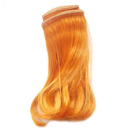 Штучне волосся (для ляльок) "Напівзакручене" на трессах 15 см, колір мідний (2/07)