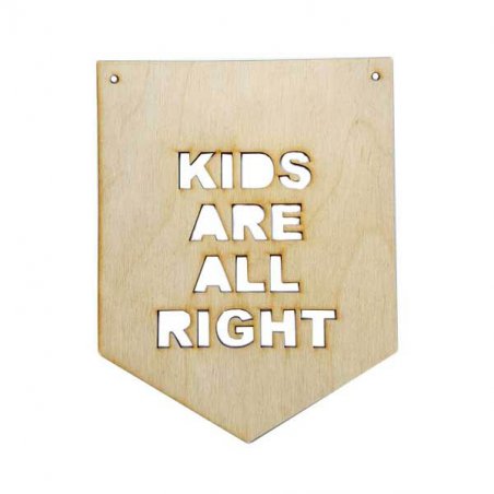 Заготівля з фанери Прапорець "KIDS ARE ALL RIGHT", 14,5х18,5 см