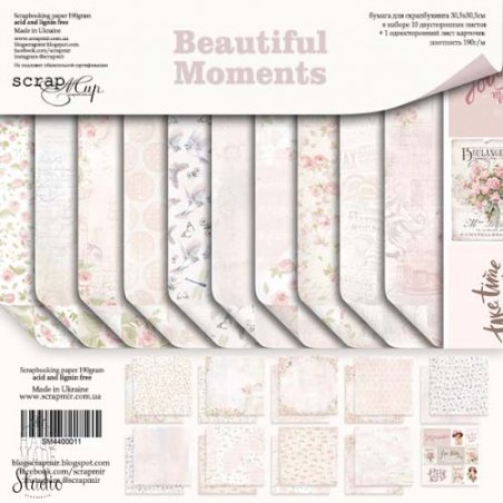 Набір двостороннього паперу 30,5х30,5 см "Beautiful Moments", 190г / м2, 10 аркушів