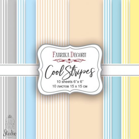 Набор двусторонней фоновой бумаги 15х15 см "Cool Stripes", 175г/м2, 10шт