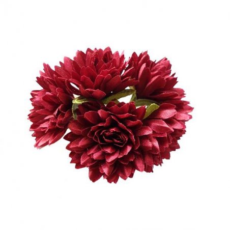 Букетик хризантем 3 см, цвет бордовый (5 штук)