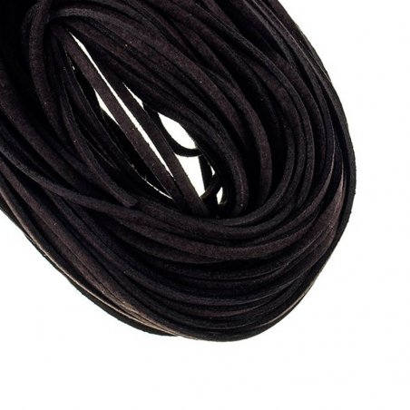Замшевий шнур, колір чорний, товщина 3 мм, 5 м