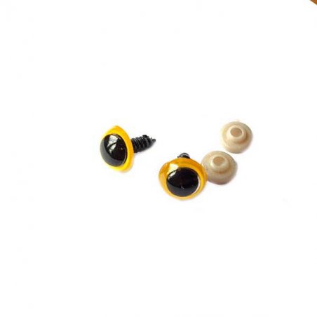 Пластиковые безопасные глаза 12 мм, цвет желтый (пара)