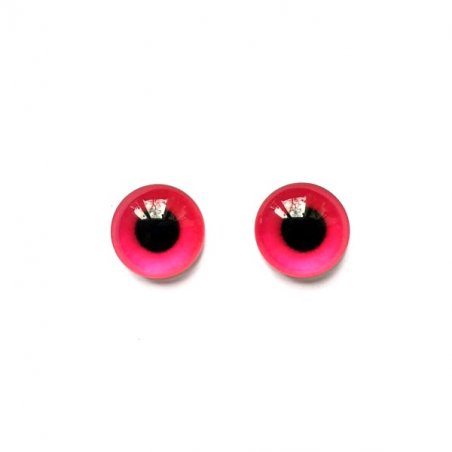 Очі скляні для ляльок (іграшок), 12 мм, R №300 / 2 (пара), колір фуксія