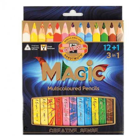 Набір кольорових олівців KOH-I-NOOR MAGIC 3 в1, 12 шт. + блендер