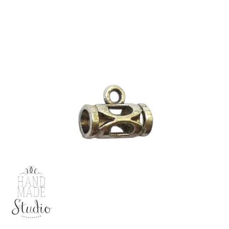 Бейл №25 "Трубка" 7,5х14мм, цвет античное серебро, 1шт