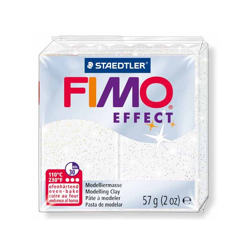 Полімерна глина Fimo Effect, №052, біла з блискітками, 57 г