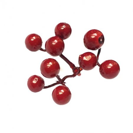 Декоративная веточка с бордовыми ягодами, 6 см