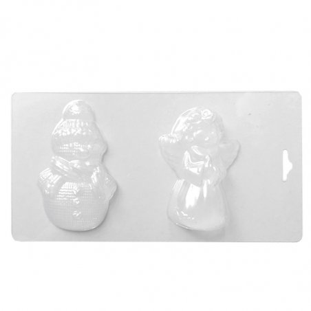 Пластикова форма подвійна для мила "Сніговик і янголятко" В2-066, 12х23 см