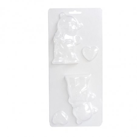 Пластиковая форма для мыла "Мишка с сердцем 3D", 10,5х26,5 см, С1-056