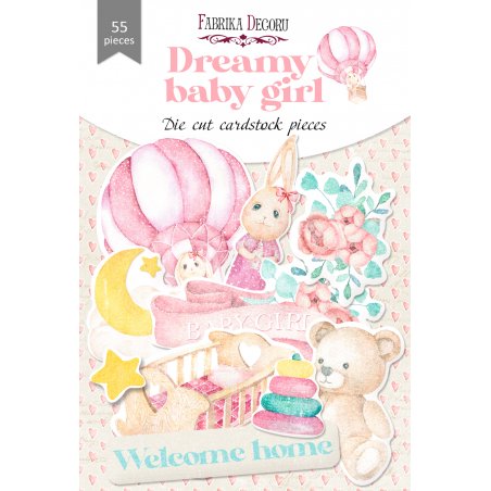 Набор высечек для скрапбукинга "Dreamy baby girl" FDSCD-04081, 55 штук