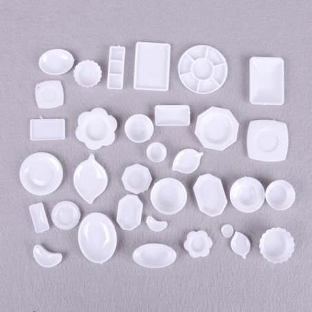 Набор кукольной миниатюры 1:12 "Посудка белая" (32 элемента)