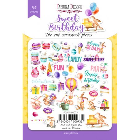 Набор высечек для скрапбукинга "Sweet Birthday" FDSCD-04073, 54 штуки