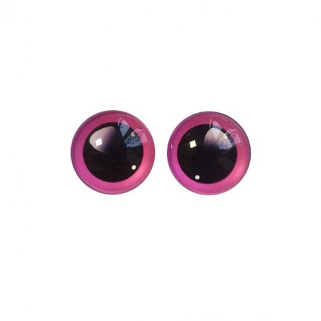 Глаза стеклянные для кукол с бликом, 18 мм, цвет фуксия (пара)