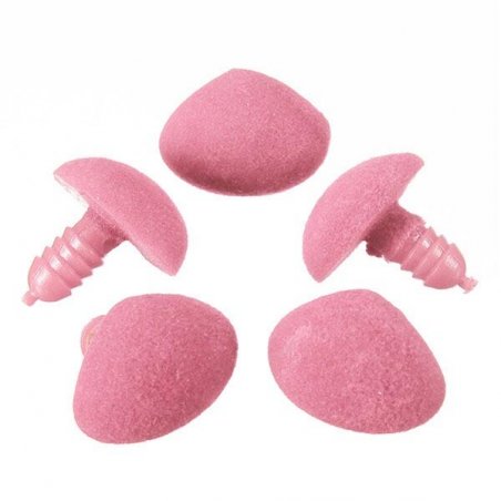 Носик оксамитовий (флок) для іграшок, колір рожевий, 16х14 мм (1 штука)